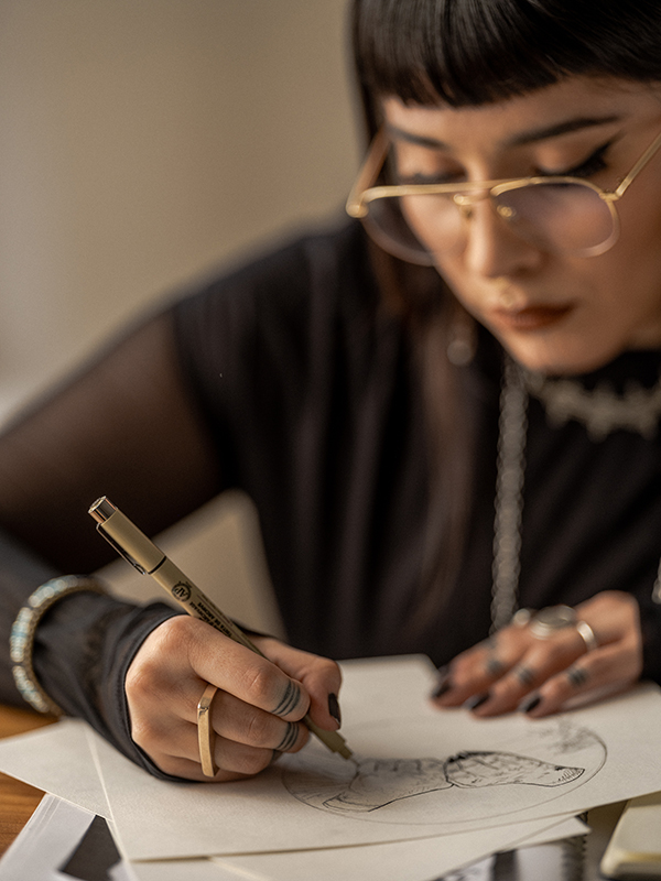 Illustratieve ontwerpen en grafische opdrachten in atelierwerking